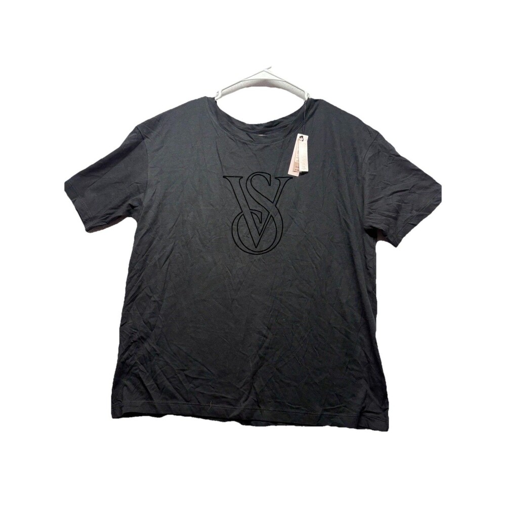Victoria's Secret Black Short Sleeve Oversized T Shirt Pajama Shirt Size Small